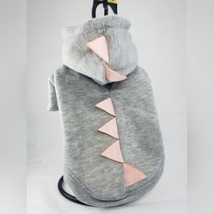 Dog Costume Dinosaur Spikes - Grey fleece - Cute Hoodie Small